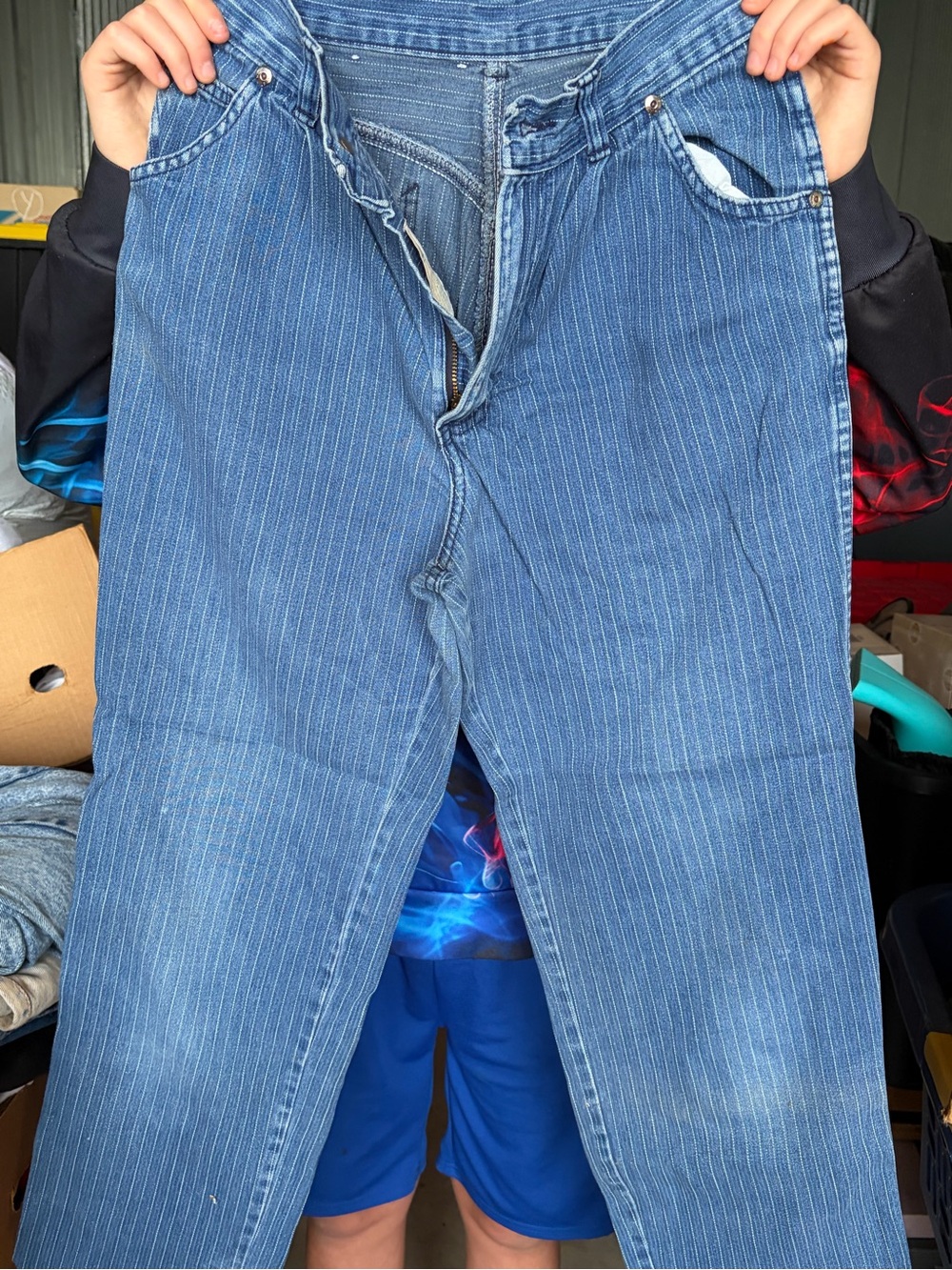 Women’s Vintage Pin-Striped Jeans. H.I.S.(Chic) Size 10/11. Rarely Worn